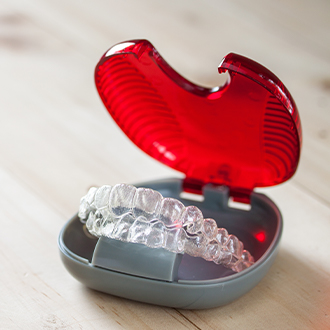Invisalign trays in carrying case
