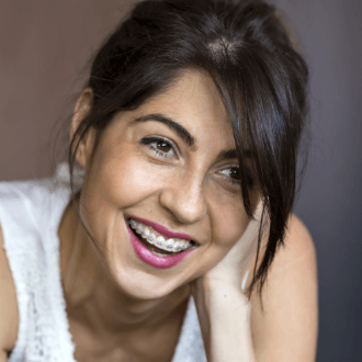 Adult woman with traditional braces
